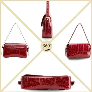 Small Shoulder Bag for Women,Y2K Purse,Tote Handbag,Clutch Purse Crossbody Bag,with Zipper Closure Satchel (Crocodile Red)