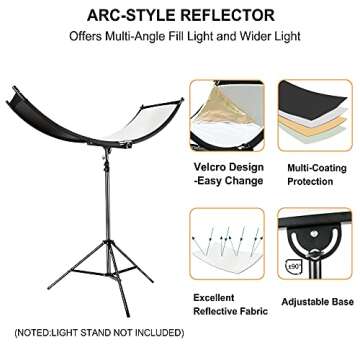 FUDESY Clamshell Light Reflector/Diffuser,67"x24" Curved Photography Lighting Reflector for Photo Vi...