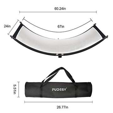 FUDESY Clamshell Light Reflector/Diffuser,67"x24" Curved Photography Lighting Reflector for Photo Video Studio Shooting with Black/Silver/White/Gold Reflectors,Carry Bag