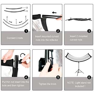 FUDESY Clamshell Light Reflector/Diffuser,67"x24" Curved Photography Lighting Reflector for Photo Video Studio Shooting with Black/Silver/White/Gold Reflectors,Carry Bag