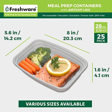 Freshware 25-Pack Bento Boxes for Meal Prep and Storage