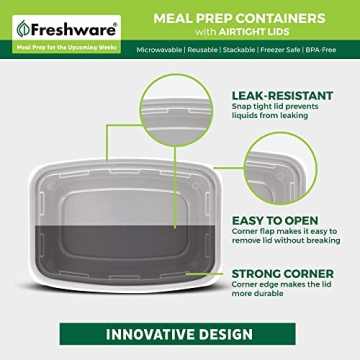 Freshware 25-Pack Bento Boxes for Meal Prep and Storage