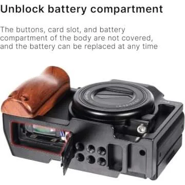 UURig ZV1 Camera Cage for Sony ZV-1 Camera Video Shooting Cage Rig Filming Accessories 3/8“ Arri Locating 1/4" Cold Shoe Extension for Microphone/Light w Wooden Handle Grip, Vlogger Content Creator