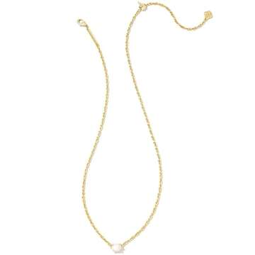 Kendra Scott Cailin 14k Gold-Plated Brass Pendant Necklace in Ivory Mother-of-Pearl, Fashion Jewelry...