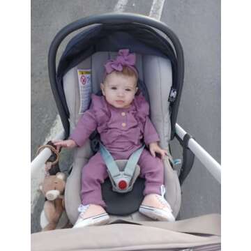 Kulcerry Newborn Infant Baby Girl Clothes Solid Color Bow Ribbed Long Sleeve Romper Pants Headband O...