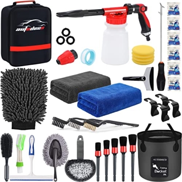 AUTODECO 35Pcs Car Wash Detailing Kit Cleaning Kits with Foam Gun Sprayer Collapsible Bucket Brush L...