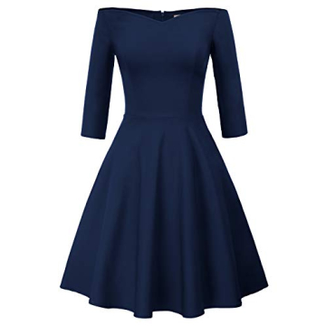 Elegant Navy Off Shoulder Party Dress for Women