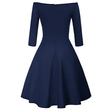 Elegant Navy Off Shoulder Party Dress for Women