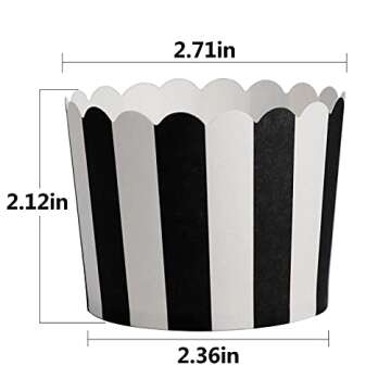 STARUBY 50 Pack Muffin Liners Baking Paper Cups Black and White Stripes Cupcake Liners Elegent Muffi...