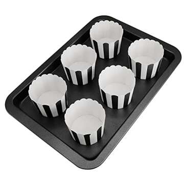 STARUBY 50 Pack Muffin Liners Baking Paper Cups Black and White Stripes Cupcake Liners Elegent Muffins Baking Cups Cupcake Wrappers for Birthday Parties, Weddings, Bottom Dia 2.36 Inch