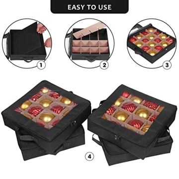 ProPik Christmas Ornament Storage Boxes with Dividers