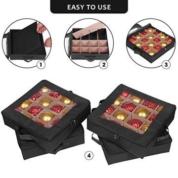 ProPik Christmas Ornament Storage Boxes with Dividers