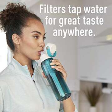 Brita Insulated Filtered Water Bottle with Straw, Reusable, BPA Free Plastic, Sea Glass, 26 Ounce
