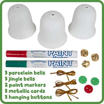 READY 2 LEARN Christmas Crafts - Design Your Own Porcelain Bells - Craft Kit for Kids - Christmas Tr...