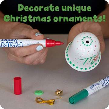 READY 2 LEARN Christmas Crafts - Design Your Own Porcelain Bells - Craft Kit for Kids - Christmas Tree Decorations - All Materials Included, Green,Red, Set of 3