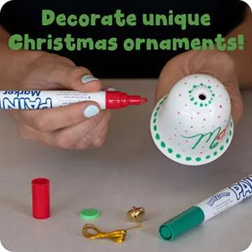 READY 2 LEARN Christmas Crafts - Design Your Own Porcelain Bells - Craft Kit for Kids - Christmas Tree Decorations - All Materials Included, Green,Red, Set of 3