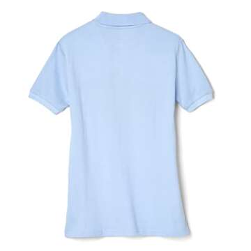 French Toast Women's Short Sleeve Stretch Pique Polo Shirt - Light Blue - Small
