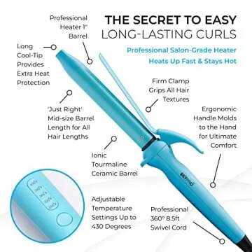 Dual Voltage One Inch Curling Iron for International Travel | Fine, Curl-Resistant Hair with Firm Easy-Clamp by SKYPRO