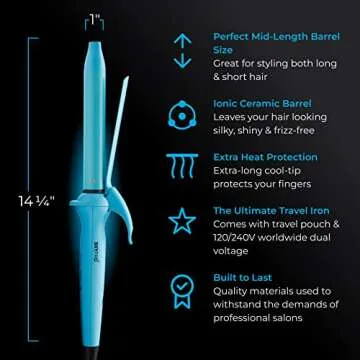 Dual Voltage One Inch Curling Iron for International Travel | Fine, Curl-Resistant Hair with Firm Easy-Clamp by SKYPRO