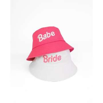 FESTA VIDA Lets Go Party Bucket Hat for Bridal and Bachelorette Parties; Cute Pool & Beach Hats for Brides & Bridesmaids (Pink)