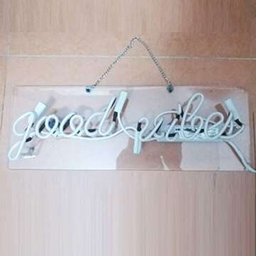 LiQi ™ 'Good Vibes' Neon Wall Signs - Handmade Real Glass Wall Light for Home Decor 19" x 6"