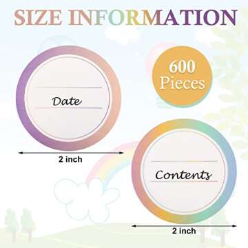 Marspark 600 Pieces 2 Rolls Canning Jar Labels Round Mason Sticker Labels Ball Labels Colorful Remov...