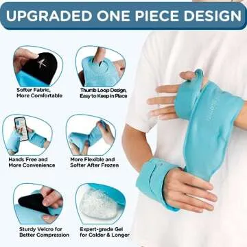 Comfytemp Wrist Ice Pack Wrap for Carpal Tunnel Relief, 2 Gel Packs, FSA HSA Eligible, Hot Cold Compression Brace for Hand Injuries Reusable, Achilles Tendonitis, Tenosynovitis, Men Women Surgery Gift
