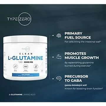 Type Zero L Glutamine Powder KG, 5000mg Serving Size - 6-Month Supply, L-Glutamine Supplement for Gut Health, Gastrointestinal Lining Support & Recovery for Women/Men - Vegan, Gluten Free, No Fillers