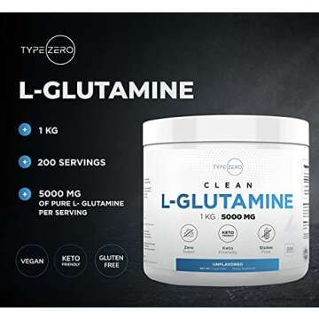 Type Zero L Glutamine Powder KG, 5000mg Serving Size - 6-Month Supply, L-Glutamine Supplement for Gut Health, Gastrointestinal Lining Support & Recovery for Women/Men - Vegan, Gluten Free, No Fillers