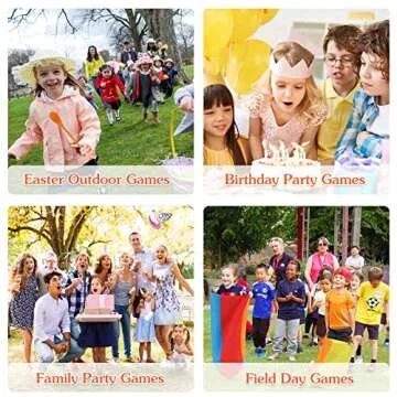 Dreampark Outdoor Games Potato Sack Race Bags for Kids Adults 4-10 Players, Carnival Birthday Party Easter Field Day Games Outside Lawn Yards Family Reunion Games 3 Legged Race and Egg Spoon Race