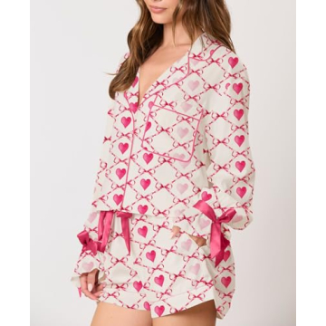 Yiulangde Women Holiday Satin Pajamas for Festive Comfort