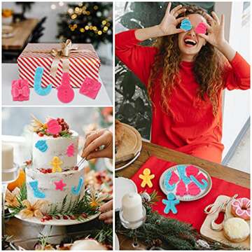 Christmas Silicone Chocolate and Candy Molds, Small Baking Molds for Cake Toppers, Santa Clause Snowman Christmas Tree Presents Gingerbread Stockings Star Candy Cane Molds 6Pcs