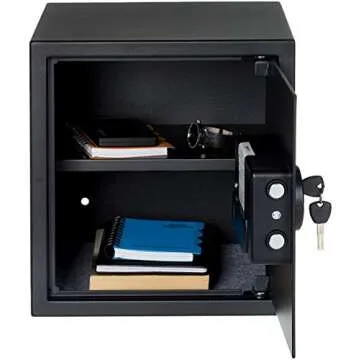 Amazon Basics Small Safe For Home, Steel Security, Electronic, Programmable Keypad Lock Box, 1.2 Cubic Feet, Black