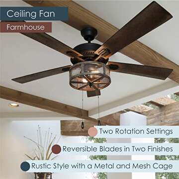 RIVER OF GOODS 52 Inch LED Modern Farmhouse Ceiling Fan with Light - Rustic Ceiling Fans with Lights...
