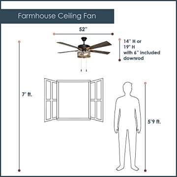 RIVER OF GOODS 52 Inch LED Modern Farmhouse Ceiling Fan with Light - Rustic Ceiling Fans with Lights - Elegant Industrial Fan with Mesh Metal Caged Shade - Brown