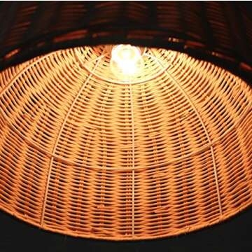 Siminda Southeast Asia Tropical Bamboo Chandelier DIY Wicker Rattan Lamp Shades Weave Hanging Light 13.77 Inch