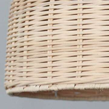 Siminda Southeast Asia Tropical Bamboo Chandelier DIY Wicker Rattan Lamp Shades Weave Hanging Light 13.77 Inch