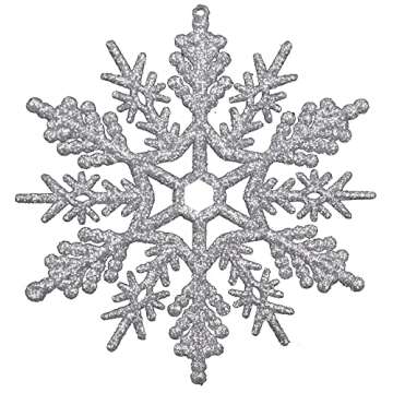 YYCRAFT 6pcs Large Glitter Snowflake Ornament 10 Inch for Christmas Tree Decoration-Silver