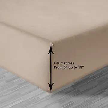 LANE LINEN King Fitted Sheet, 100% Organic Cotton, 3-Piece Set (1 Fitted Sheet,2 Pillowcases), Percale Weave, Ultra Soft, Breathable,Fits Mattress Upto 15" Deep - Taupe (No Flat Sheet)