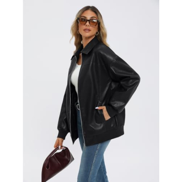 AUTOMET Womens Oversized Leather Jackets for Fall Fashion