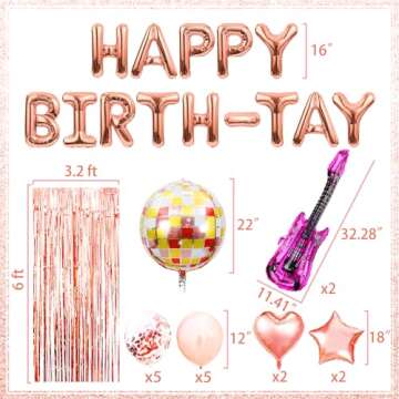 31 PCS Singer Birthday Decorations Happy Birth-Tay Balloons Singer Birthday Balloons Glitter Purple ...