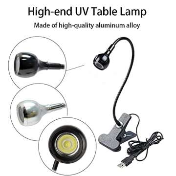 Brokimis Mini UV Lamp for Gel Nails, LED Curing Lamp with Flexible Gooseneck & Clamp 3W Portable Sma...