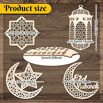 Elegant Wooden Eid Pendants for Celebrating Ramadan Joy