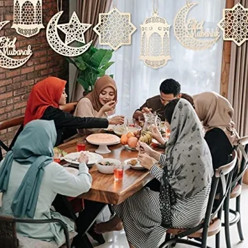 Elegant Wooden Eid Pendants for Celebrating Ramadan Joy
