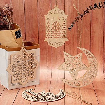 Elegant Wooden Eid Pendants for Celebrating Ramadan Joy