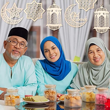 Elegant Wooden Eid Pendants for Celebrating Ramadan Joy