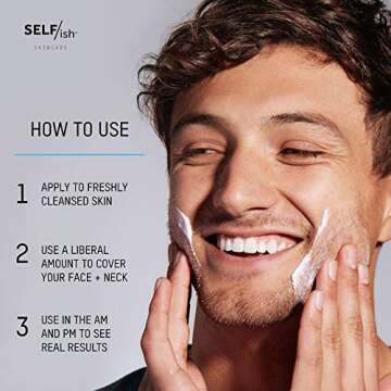 SELF/ish Mens Face Lotion | Oil-free Facial Moisturizer Made for Men | Anti-Aging | Quick-absorbing Lightweight Cream | Natural Ingredients | 3.4fl oz