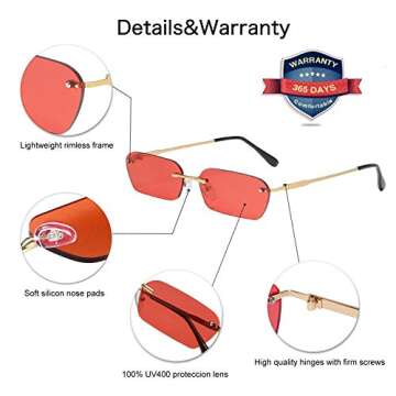 Stylish VANLINKER Square Rimless Sunglasses UV400