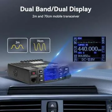 Retevis RT95 Mobile Ham Radio, Dual Band Mobile Radio, Chirp, Dual Speaker, Rotatable LCD Display, 2m 70cm Ham Radio Base Station, Mobile Transceiver with Cable