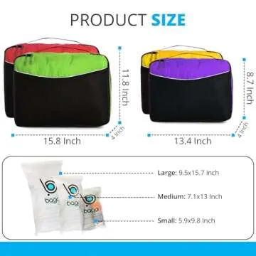 bago 7 Pcs Packing Cubes for Travel - 4 Travel Packing Cubes for Suitcases with 3 ZipLock Bags - Lug...